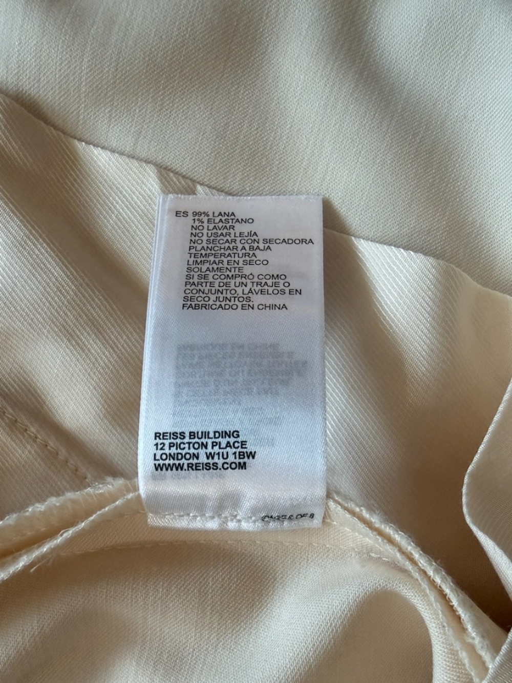 NWT REISS Stretch-Wool Luna Flair Trousers - Ecru 0 - Picture 16 of 16